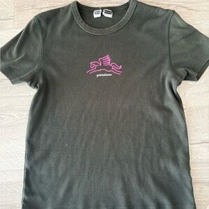 Black Kids Graphic Tee with Pink Pegasus Logo